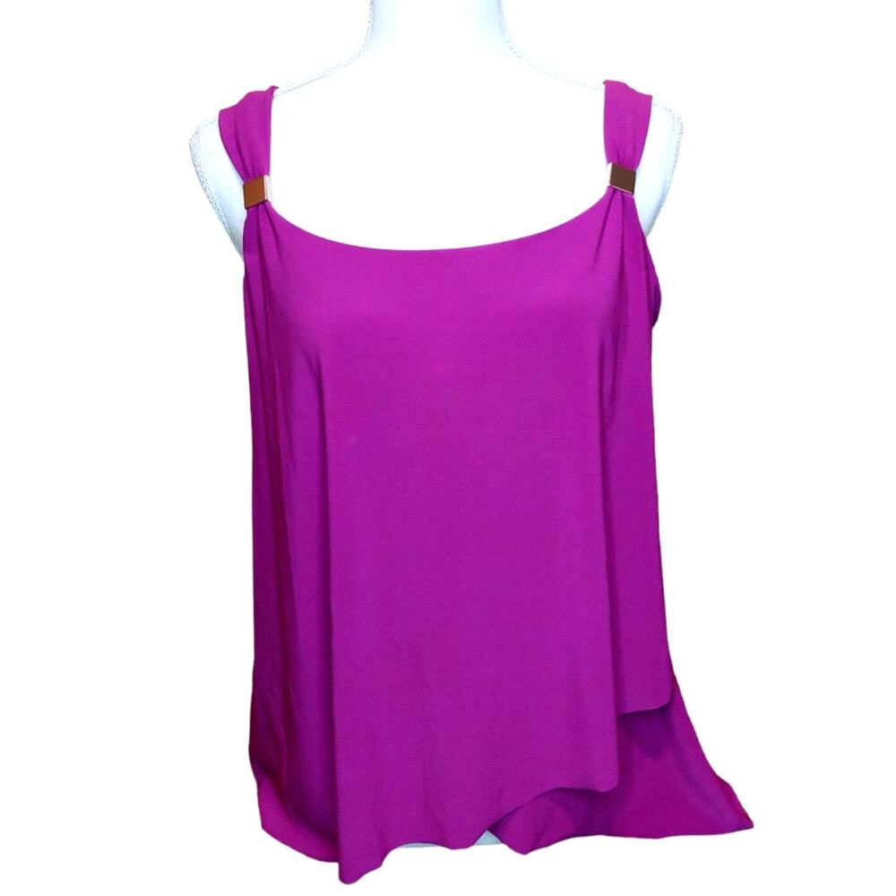 Miraclesuit Razzle Dazzle Tankini Top Framboise Pink Underwire Size 10 NWT